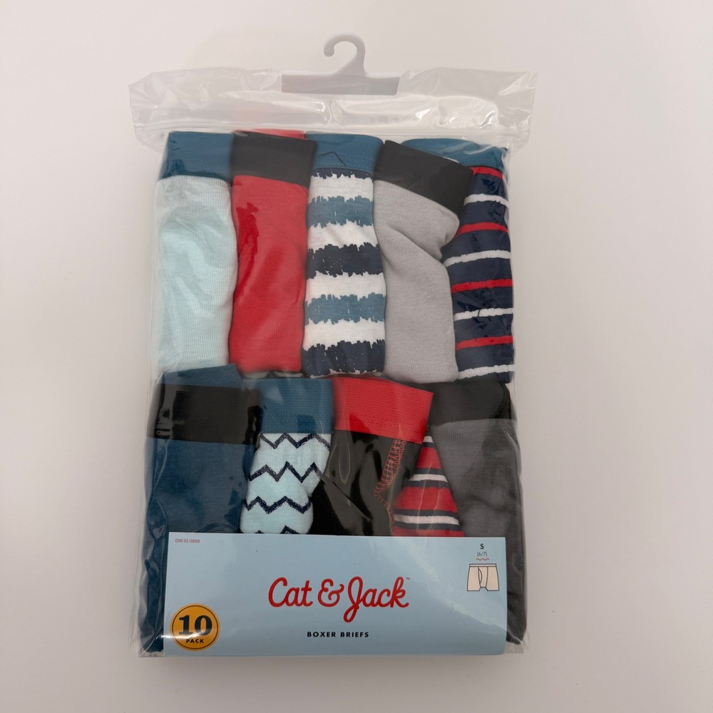 Cat & Jack Boys Boxer Briefs 10 Pack Size S 6/7 Multicolor Cotton Underwear